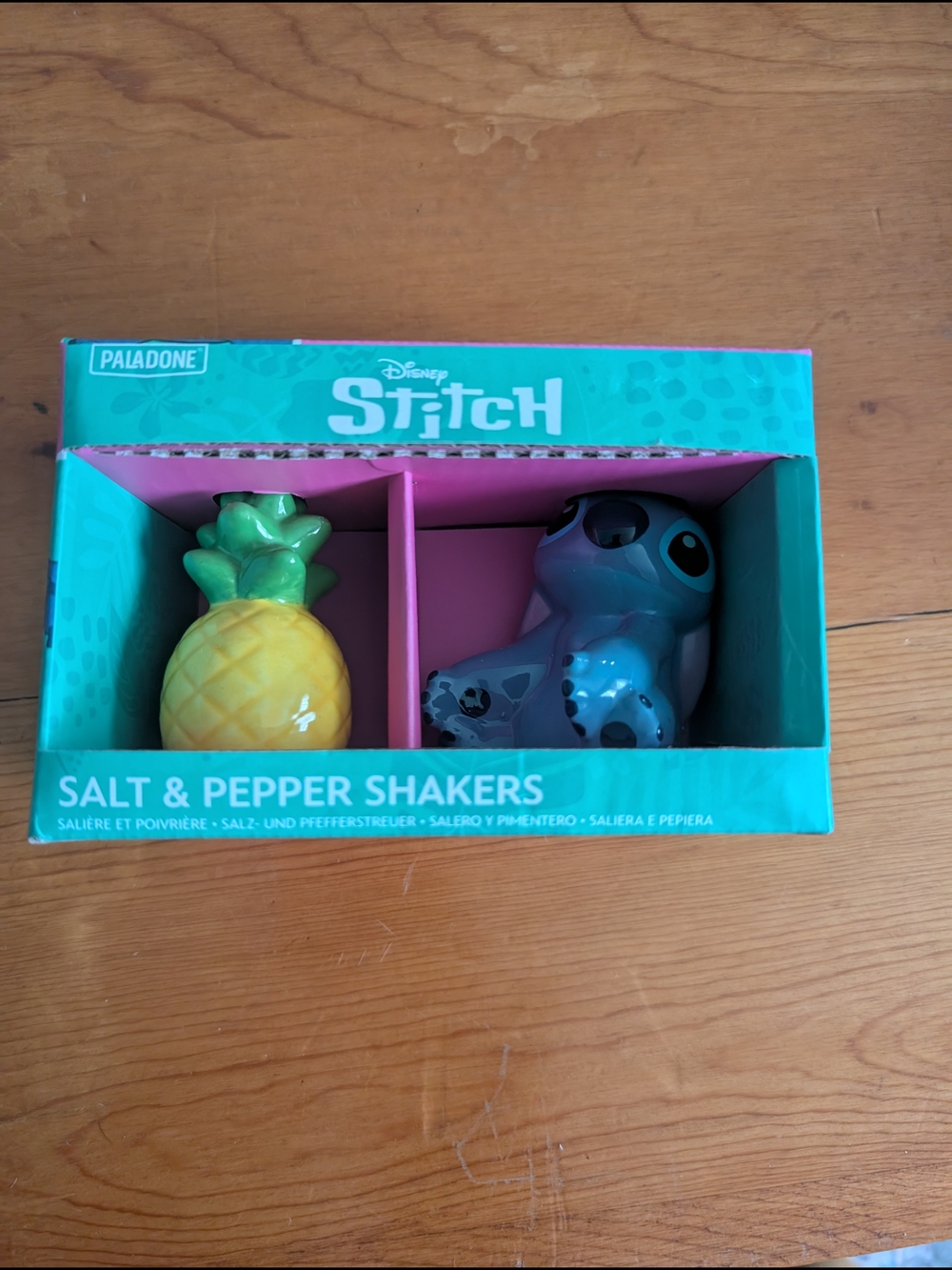 Disney Stitch Pineapple Ceramic Salt & Pepper Shakers - Blue & Yellow